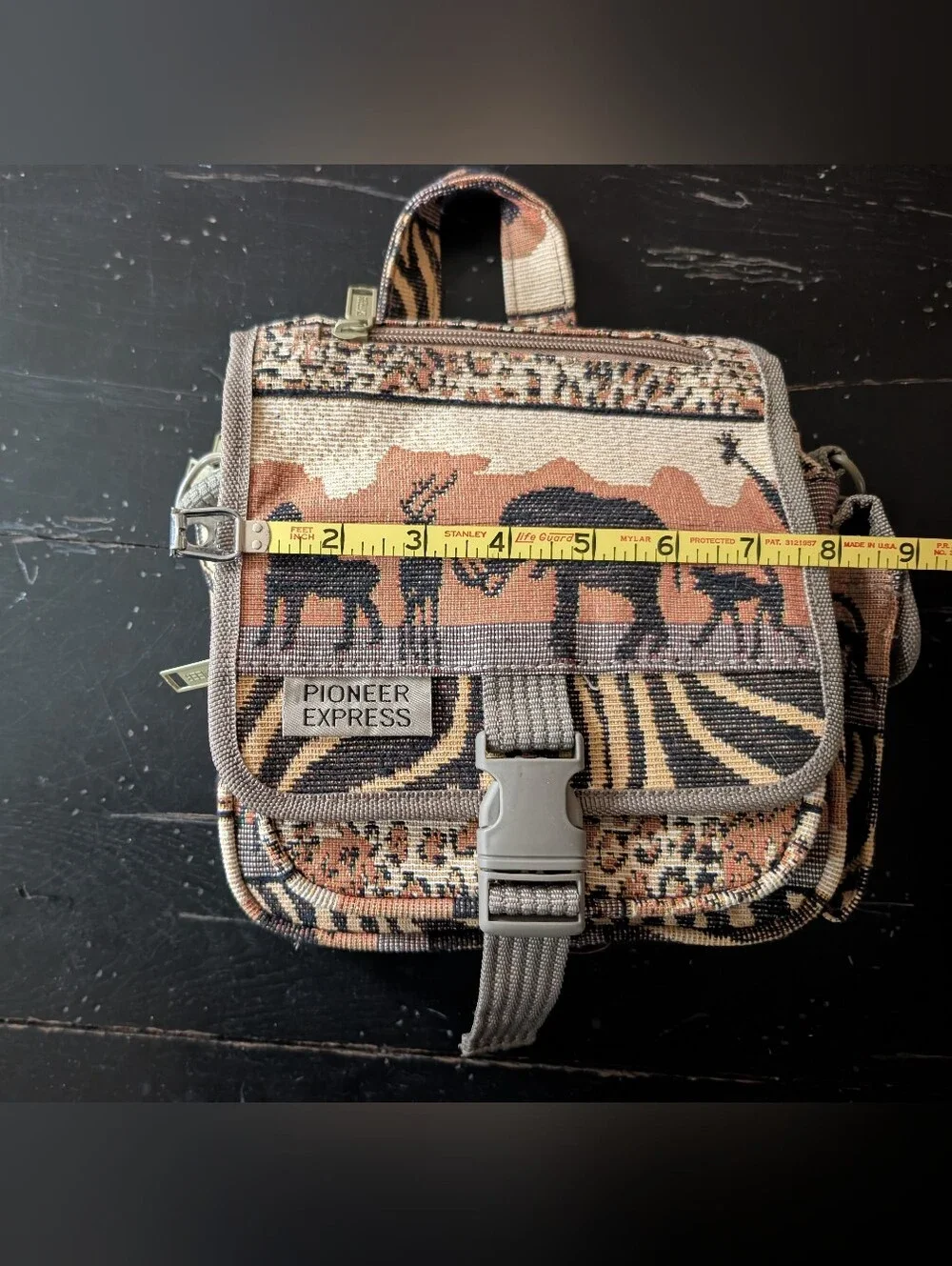 Vintage 90s Y2K Safari Tapestry Crossbody Multi-pocket Utility Bag Gorpcore